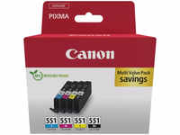 Canon 6509B015, Canon 6509B015/PGI-550CLI551 Tintenpatrone MultiPack Bk,C,M,Y Blister