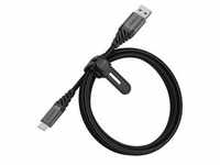 USB 2.0 Kabel, USB-A Stecker > USB-C Stecker - schwarz, 1 Meter, PD, gesleevt