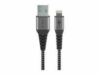 USB 2.0 Adapterkabel, USB-A Stecker > Lightning Stecker - grau/silber, 50cm,