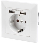 Sicherheits-Steckdose Unterputz, mit 2x USB-A