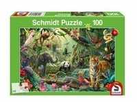 Bunte Tierwelt im Dschungel, Puzzle - 100 Teile