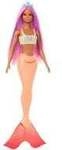 Barbie Meerjungfrau mit pinkem Haar, orangefarbener Schwanzflosse und Haarband, Puppe
