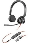 Poly Blackwire 3325 USB-C Stereo-Headset + 3,5 mm-Stecker + USB-C/A-Adapter