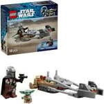75436 Star Wars Der Mandalorianer und Grogu auf ihrem Speeder Bike,