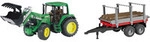 6920 Traktor mit Frontlader und Holztransportanh&auml;nger 1:16, Modellfahrzeug