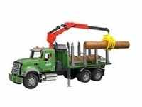 MACK Granite Holztransport-LKW, Modellfahrzeug - grün, mit 3 Baumstämmen