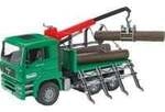 MAN Holztransport-LKW mit Ladekran und 3 Baumst&auml;mmen, Modellfahrzeug