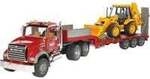 MACK Granite Tieflader und JCB 4CX Baggerlader, Modellfahrzeug