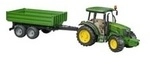 John Deere 5115M, Modellfahrzeug - grün/gelb, mit Bordwandanhänger John Deere 5115M, Modellfahrzeug - grün/gelb, mit Bordwandanhänger