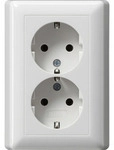Schutzkontakt Doppelsteckdose 16 Ampere 250 Volt mit Vollplatte Standard 55