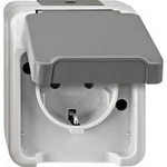 Schutzkontakt-Steckdose Schuko Aufputz mit Klappdeckel und Steckklemmen IP44