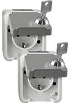 Schutzkontakt-Steckdose Schuko Aufputz mit Schraubklemmen, IP44, 16 Ampere, 250 Volt