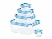 CLIP & CLOSE Frischhaltedosen-Set, 5-teilig - transparent/blau, 4 rechteckige, 1