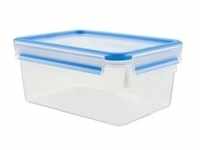 CLIP & CLOSE Frischhaltedose 3,7 Liter - transparent/blau, rechteckig, Großformat