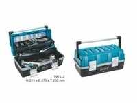 Kunststoff-Werkzeugkasten 190L-2, Werkzeugkiste - blau/schwarz, 2 rausnehmbare