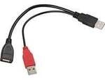 USB 2.0 Y-Kabel, USB-A Stecker + USB-A Stecker > USB-A Buchse