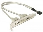 USB 2.0 Slotblende, 10 Pin Header > 2x USB-A Buchse