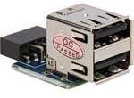 USB 2.0 Adapter, 9 Pin Header > 2x USB-A Buchse