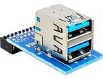 USB 3.2 Gen 1 Adapter, 19 Pin Header > 2x USB-A Buchse