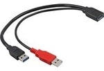 USB 3.2 Gen 1 Y-Kabel, USB-A Stecker + USB-A Stecker > USB-A Buchse