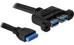 USB 3.2 Gen 1 Kabel, Pin Header 19 Pin Buchse > 2x USB-A Buchse, zum Einbau