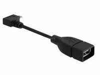 USB 2.0 Adapter, Micro USB Stecker 90° > USB-A Buchse - schwarz, 11cm, OTG Funktion