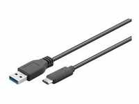 USB 3.2 Gen 1 Kabel, USB-A Stecker > USB-C Stecker - schwarz, 0,5 Meter