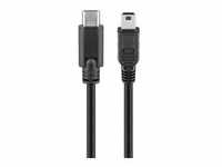 USB 2.0 Kabel, USB-C Stecker > Mini-USB Stecker, Adapter - schwarz, 50cm
