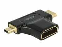 HDMI-A Buchse > HDMI-Mini C + HDMI-Micro D Stecker, Adapter - schwarz, High...
