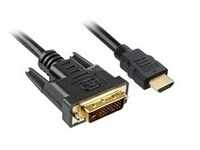 Adapterkabel HDMI > DVI-D - schwarz, 2 Meter, Dual Link, 24+1