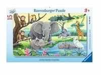 Kinderpuzzle Tiere Afrikas - 15 Teile, Rahmenpuzzle