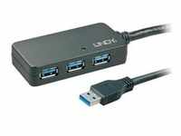 USB 3.2 Gen 1 Aktivhub Pro, USB-A Stecker > 3x USB-A Buchse, USB-Hub - schwarz, 10