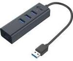 USB-A Metal HUB 3 Port Giga, USB-Hub