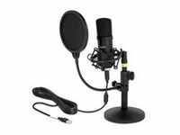 Professionelles USB Kondensator Mikrofon - schwarz, Set für Podcasting und Gaming
