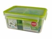 CLIP & GO Lunchbox XL, Lunch-Box - grün/transparent, mit Einsätzen