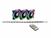 Argus RGB-Fan Set RS-04 120x120x25, Gehäuselüfter - schwarz, 3er Pack,