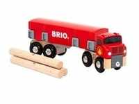 Holztransporter mit Magnetladung, Spielfahrzeug - rot