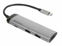 USB 3.2 Gen 1 Multiport-Hub, USB-C Stecker > 2x USB-A + USB-C Buchse + HDMI-Buchse,