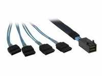 Kabel SFF 8643 > 4x SATA - schwarz/blau, 0,5 Meter (teilummantelt)