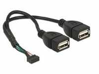 USB 2.0 Y-Kabel, 10 Pin Header > 2x USB-A Buchse - schwarz, 20cm