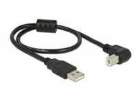 USB 2.0 Kabel, USB-A Stecker > USB-B Stecker 90° - schwarz, 0,5 Meter, nach oben /