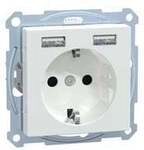 Schutzkontakt-Steckdose mit USB-Ladeger&auml;t, 16 Ampere, 250 Volt, Unterputz, System M