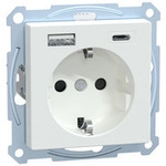 Schutzkontakt Steckdose mit USB Ladeger&auml;t, Unterputz, 16 Ampere, 250 Volt, Typ F