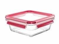 CLIP & CLOSE Glas-Frischhaltedose 0,8 Liter - transparent/rot, quadratisch