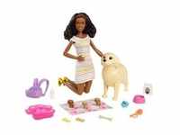 Barbie Puppe (brünett) mit Hund und Welpen