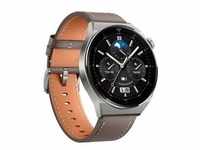 Watch GT 3 Pro Titanium, Smartwatch - titan, 46mm; Armband: graues Lederarmband