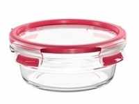CLIP & CLOSE Glas-Frischhaltedose 0,6 Liter - transparent/rot, rund, Ø 16,7cm
