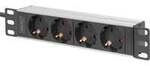 10" Steckdosenleiste mit Aluminiumprofil, 4-fach, 1HE