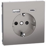 Schutzkontakt Steckdose mit USB Ladeger&auml;t, Typ MEG2367-6050, Unterputz, 16 Ampere,