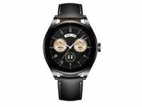 Watch Buds (Saga-B19T), Smartwatch - schwarz, schwarzes Lederamband, inkl. Kopfhörer